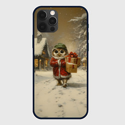 Чехол iPhone 12 Pro Max Сова с подарками идет праздновать новый год