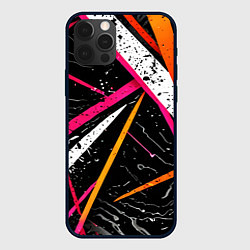 Чехол для iPhone 12 Pro Max Разноцветные праздничные линии, цвет: 3D-черный