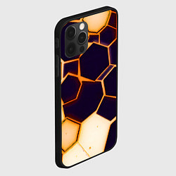 Чехол для iPhone 12 Pro Max Чёрные шестиугольники на чёрном фоне, цвет: 3D-черный — фото 2