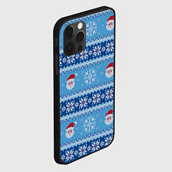 Чехол для iPhone 12 Pro Max Вязаный новогодний узор с Дедом Морозом, цвет: 3D-черный — фото 2
