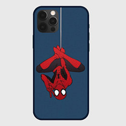 Чехол для iPhone 12 Pro Max Человек-Паук на паутине, цвет: 3D-черный