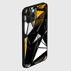 Чехол для iPhone 12 Pro Max Жёлто-белые рельефные треугольники на чёрном фоне, цвет: 3D-черный — фото 2