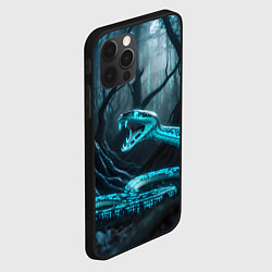 Чехол для iPhone 12 Pro Max Синяя цифровая змея, цвет: 3D-черный — фото 2