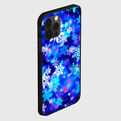 Чехол для iPhone 12 Pro Max Яркие узоры снежинок, цвет: 3D-черный — фото 2