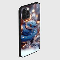 Чехол для iPhone 12 Pro Max Синяя змея в снежной елке, цвет: 3D-черный — фото 2