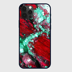 Чехол для iPhone 12 Pro Max Голубой минерал в красном камне, цвет: 3D-черный