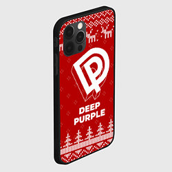 Чехол для iPhone 12 Pro Max Новогодний Deep Purple с оленями, цвет: 3D-черный — фото 2