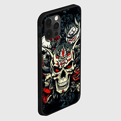 Чехол для iPhone 12 Pro Max Маска Хання на черепе самурая на фоне духов, цвет: 3D-черный — фото 2