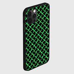 Чехол для iPhone 12 Pro Max Чёрный и неоновый салатовый искажённые полосы, цвет: 3D-черный — фото 2