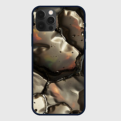 Чехол для iPhone 12 Pro Max Жидкая субстанция светло-коричневая, цвет: 3D-черный