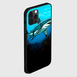 Чехол для iPhone 12 Pro Max Акула в синем море, цвет: 3D-черный — фото 2