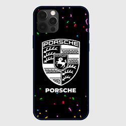 Чехол для iPhone 12 Pro Max Porsche конфети, цвет: 3D-черный