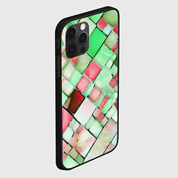 Чехол для iPhone 12 Pro Max Red and green relief squares, цвет: 3D-черный — фото 2