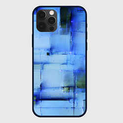 Чехол для iPhone 12 Pro Max Чёрные пятна на синем фоне абстракция, цвет: 3D-черный