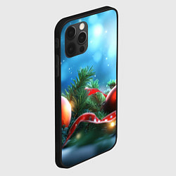 Чехол для iPhone 12 Pro Max Красные игрушки новогодние, цвет: 3D-черный — фото 2