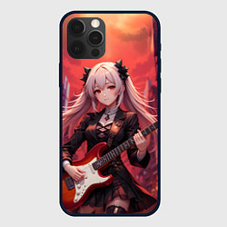 Чехол для iPhone 12 Pro Max Девочка с электрогитарой аниме, цвет: 3D-черный