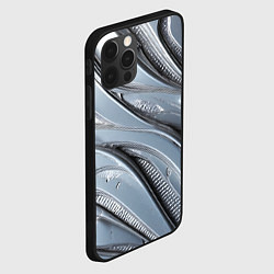 Чехол для iPhone 12 Pro Max Полированный металл серебряный, цвет: 3D-черный — фото 2