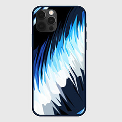 Чехол для iPhone 12 Pro Max Бело-синие острые полосы, цвет: 3D-черный