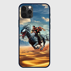 Чехол для iPhone 12 Pro Max Эдди скачет на симбиот- скакуне по пустыне, цвет: 3D-черный