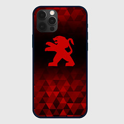 Чехол для iPhone 12 Pro Max Peugeot red poly, цвет: 3D-черный