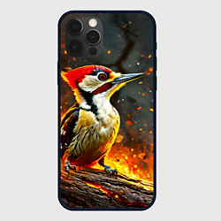 Чехол для iPhone 12 Pro Max Дятел в огне, цвет: 3D-черный