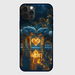 Чехол для iPhone 12 Pro Max Влюбленные слоны, цвет: 3D-черный