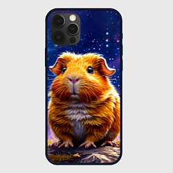 Чехол для iPhone 12 Pro Max Морская свинка в космосе, цвет: 3D-черный