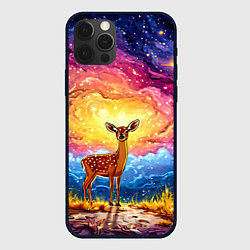 Чехол для iPhone 12 Pro Max Олень и космическое небо, цвет: 3D-черный
