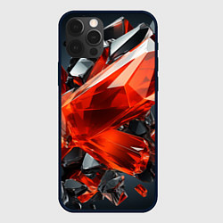 Чехол для iPhone 12 Pro Max Красные алмазы и черные камни, цвет: 3D-черный