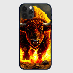 Чехол для iPhone 12 Pro Max Буйвол в огне, цвет: 3D-черный