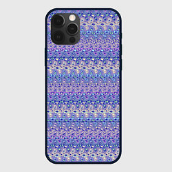 Чехол для iPhone 12 Pro Max Сиреневый с полосатым узором паттерн, цвет: 3D-черный