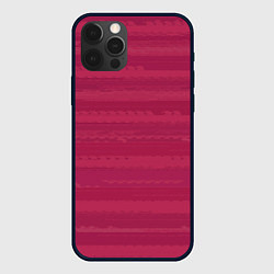 Чехол для iPhone 12 Pro Max Малиновый розовый полосатый, цвет: 3D-черный