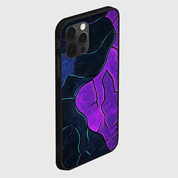 Чехол для iPhone 12 Pro Max Черно-фиолетовая текстура разбитая напополам, цвет: 3D-черный — фото 2