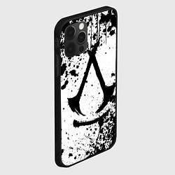 Чехол для iPhone 12 Pro Max Assassins creed shadows - черно-белые брызги, цвет: 3D-черный — фото 2