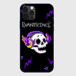 Чехол для iPhone 12 Pro Max Evanescence неоновый череп, цвет: 3D-черный