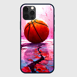 Чехол для iPhone 12 Pro Max Баскетбольный мяч у розовой стены, цвет: 3D-черный