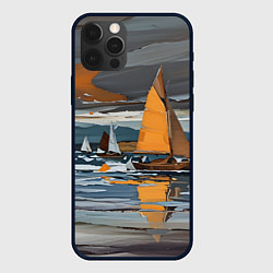 Чехол для iPhone 12 Pro Max Живопись с парусниками, цвет: 3D-черный