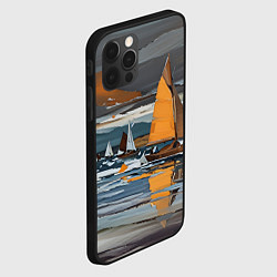 Чехол для iPhone 12 Pro Max Живопись с парусниками, цвет: 3D-черный — фото 2