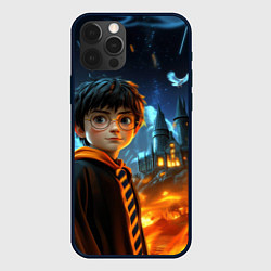 Чехол для iPhone 12 Pro Max Гарри Поттер на фоне огня, цвет: 3D-черный