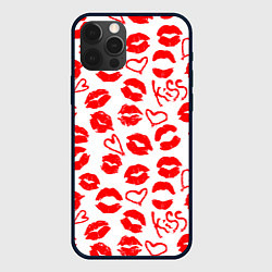 Чехол для iPhone 12 Pro Max Губы и сердца, цвет: 3D-черный