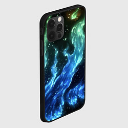 Чехол для iPhone 12 Pro Max Сине-зеленые языки пламени, цвет: 3D-черный — фото 2