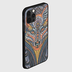 Чехол для iPhone 12 Pro Max Орнаментальный волк с узорами стилизованный, цвет: 3D-черный — фото 2