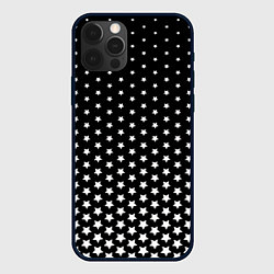 Чехол для iPhone 12 Pro Max Градиент белых звезд на черном, цвет: 3D-черный