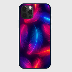 Чехол для iPhone 12 Pro Max Вспыхивающие перья - неоновое свечение, цвет: 3D-черный