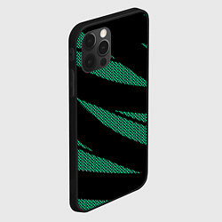 Чехол для iPhone 12 Pro Max Чёрный с бирюзовым текстура точки и полосы, цвет: 3D-черный — фото 2
