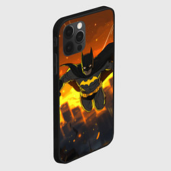 Чехол для iPhone 12 Pro Max Бэтмен летит спасать город, цвет: 3D-черный — фото 2