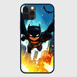 Чехол для iPhone 12 Pro Max Бэтмен летит по горящему городу, цвет: 3D-черный