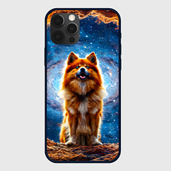 Чехол для iPhone 12 Pro Max Финский лаппхунд в космосе, цвет: 3D-черный