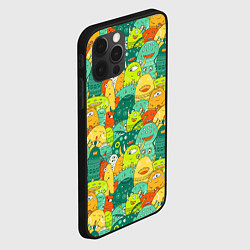 Чехол для iPhone 12 Pro Max Весёлые монстрики пришельцы, цвет: 3D-черный — фото 2