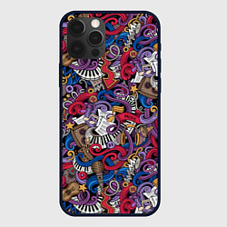 Чехол для iPhone 12 Pro Max Музыкальный коллаж, цвет: 3D-черный
